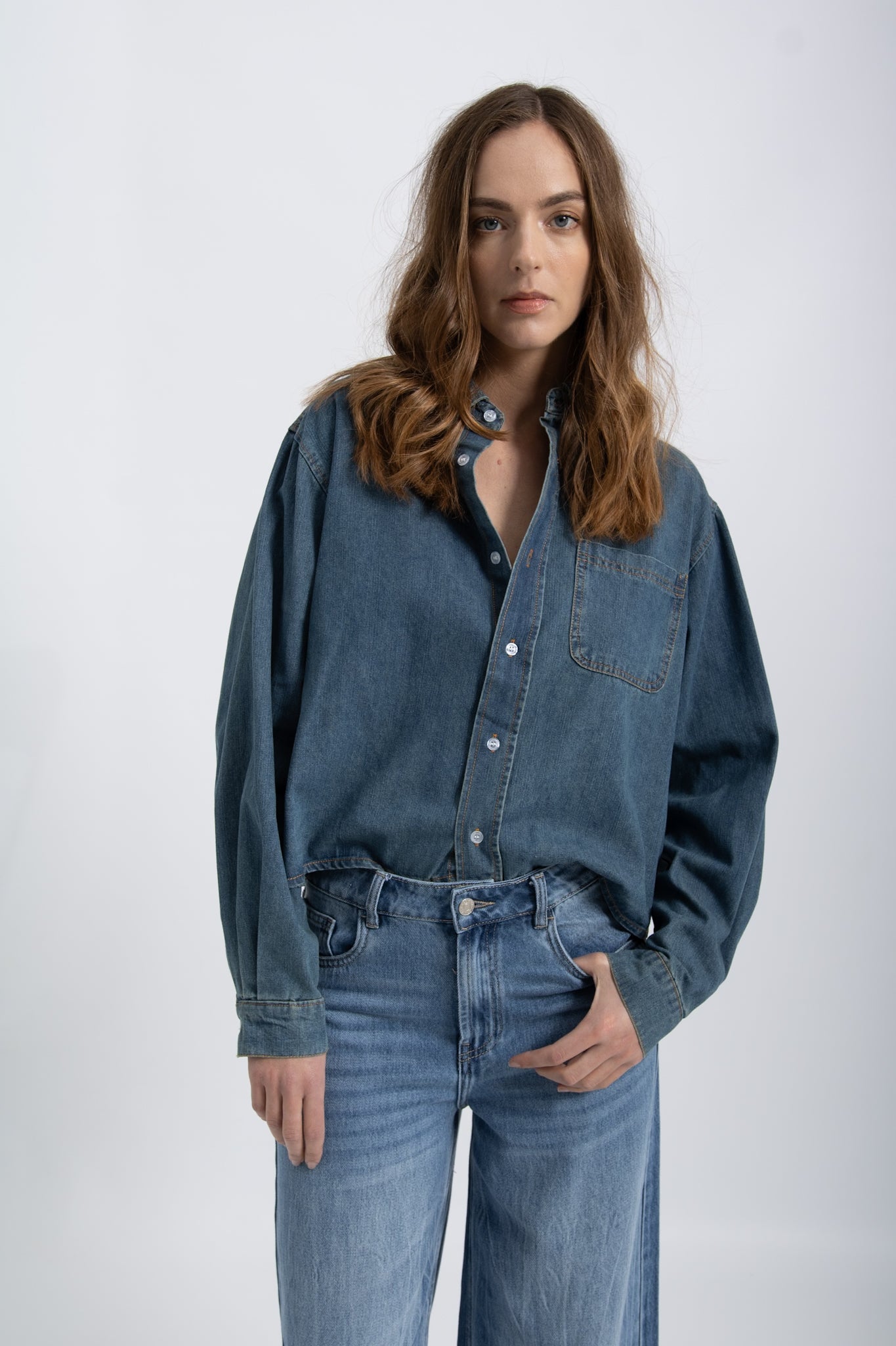 Chemise Cropped Denim