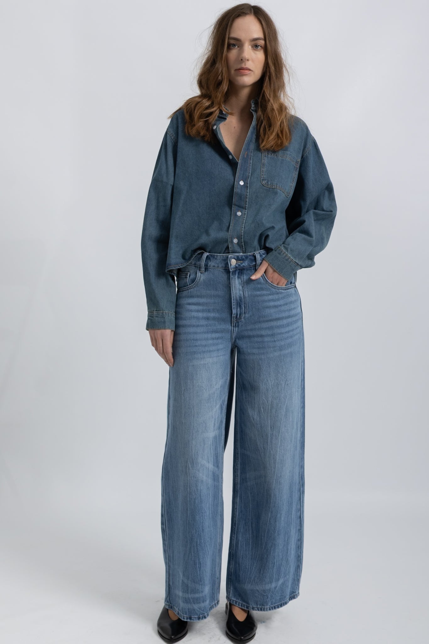 Chemise Cropped Denim