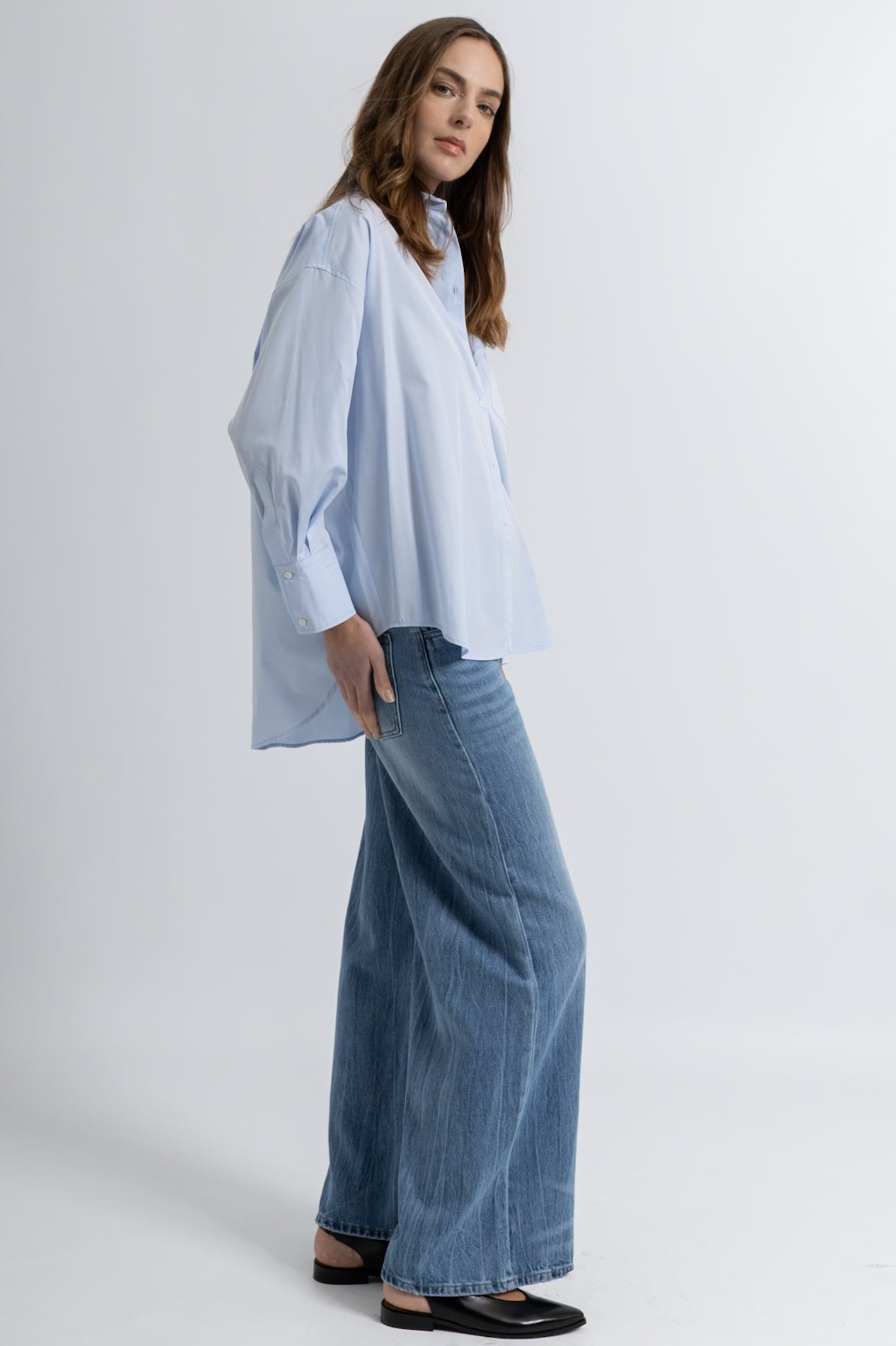 Chemise Oversize Coton ciel Noa