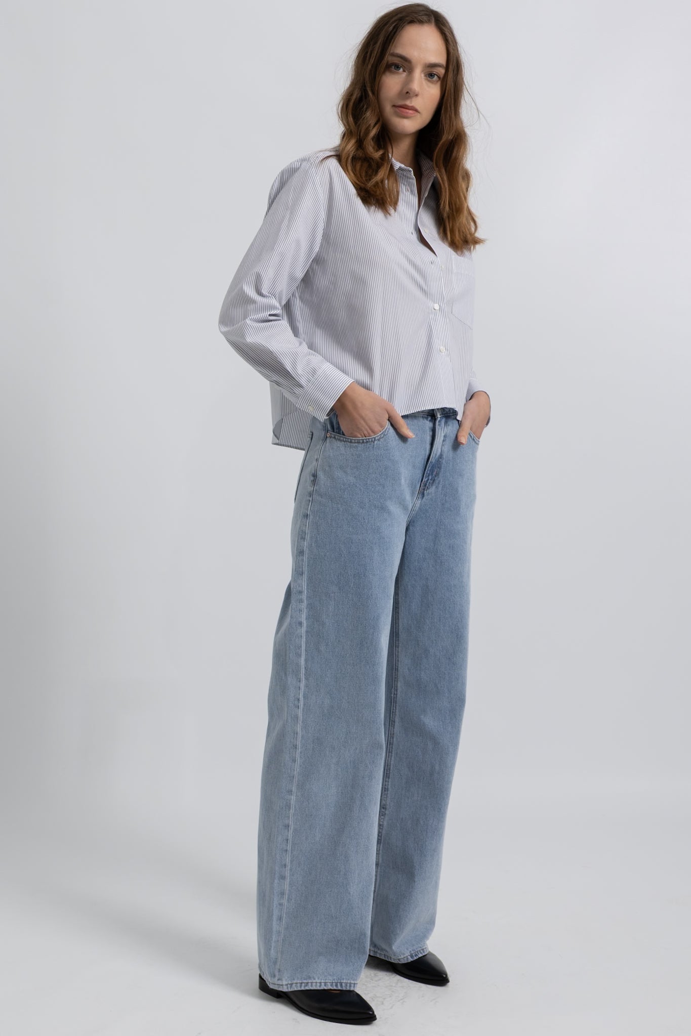 Chemise Cropped Standard Coton Rayé Vizel