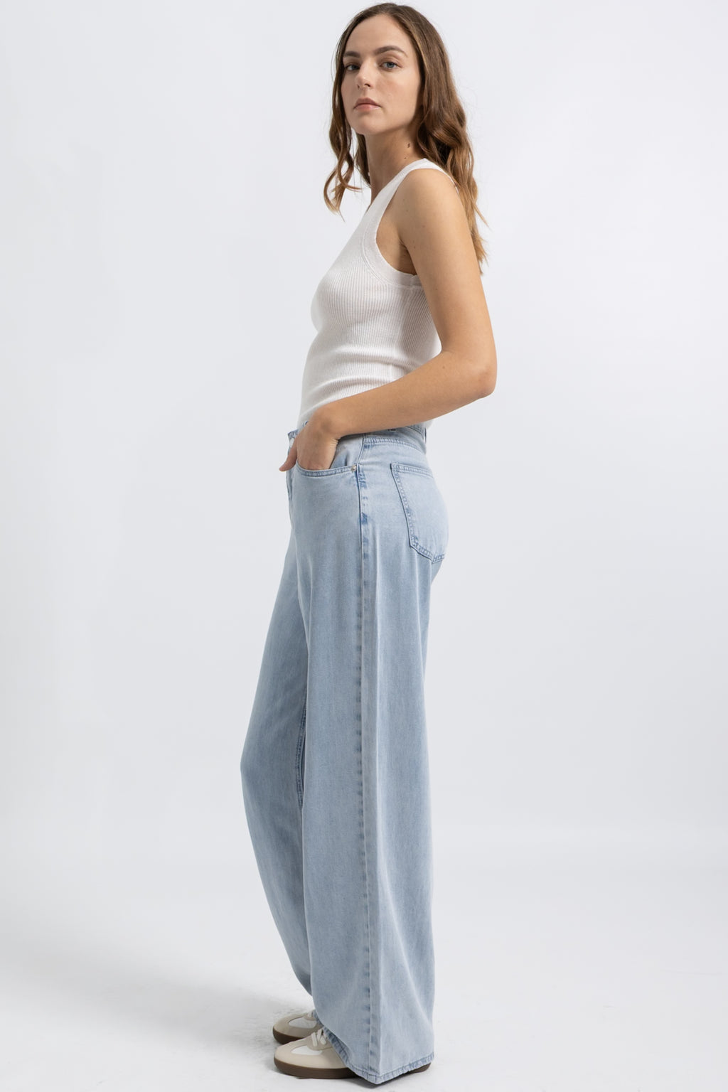 Jeans Wide Fluide Denim Clair
