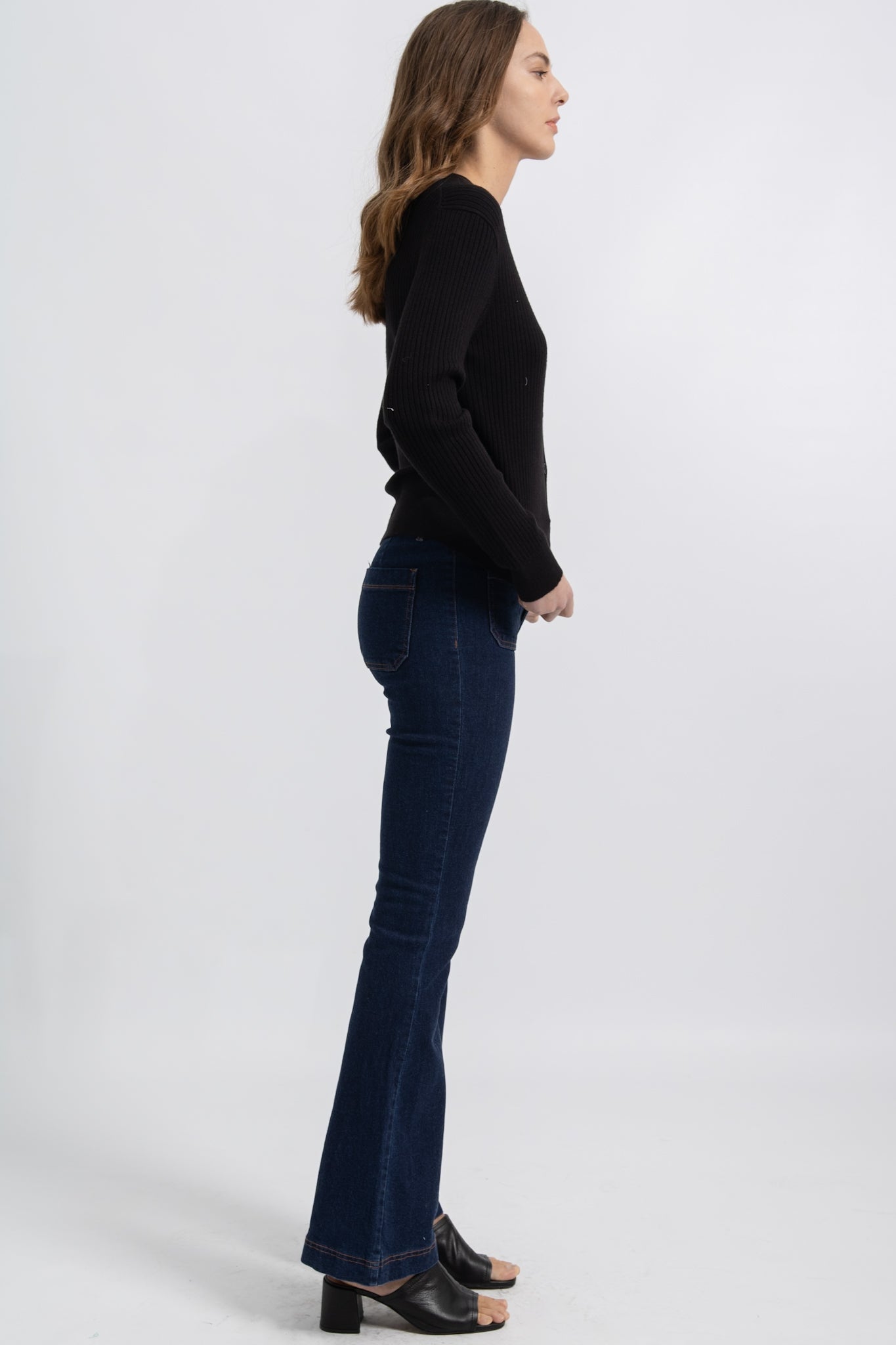 Jeans Flare Pocket Denim Brut