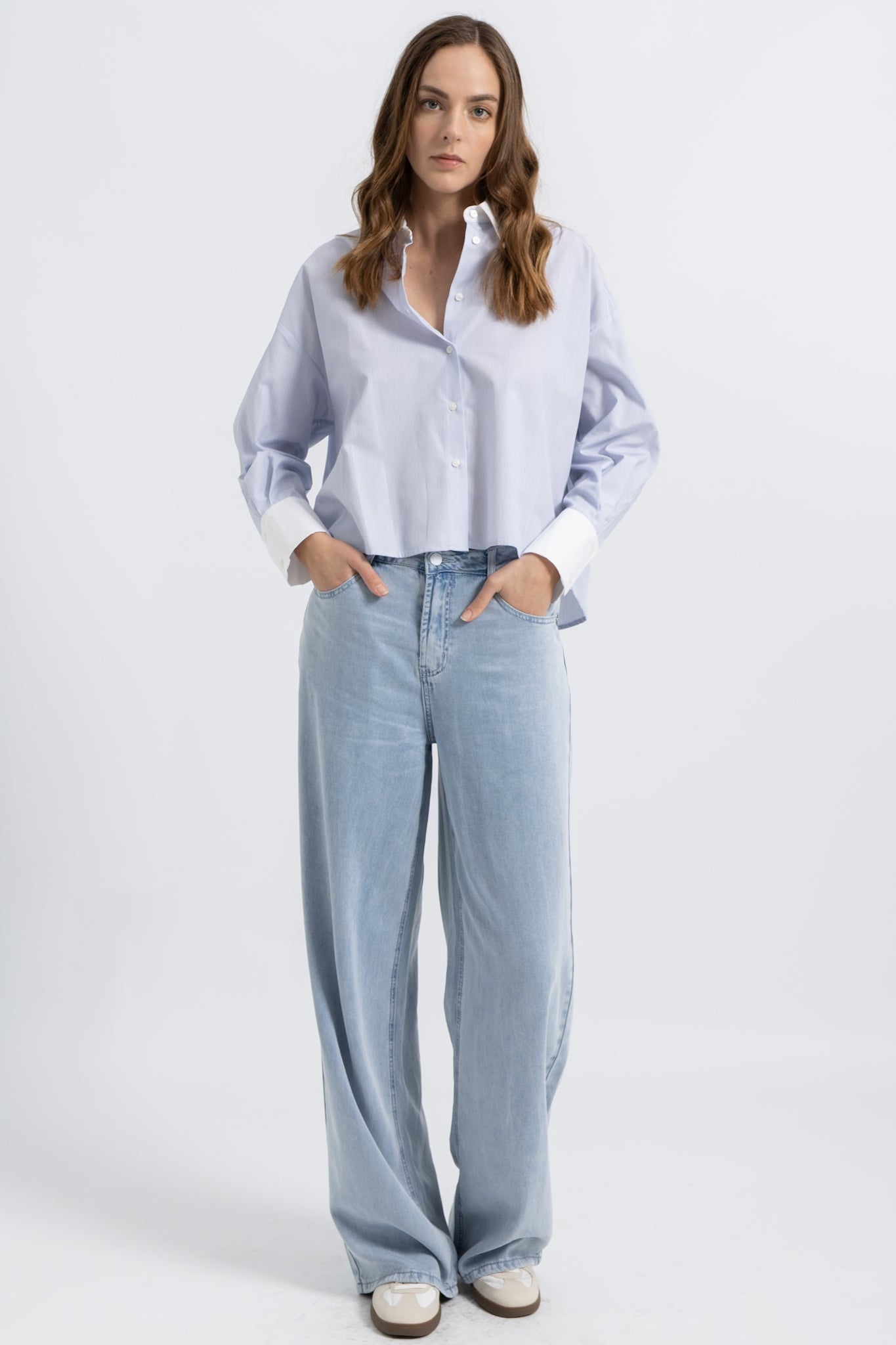 Chemise Cropped Bicolore Coton Rayé Moly