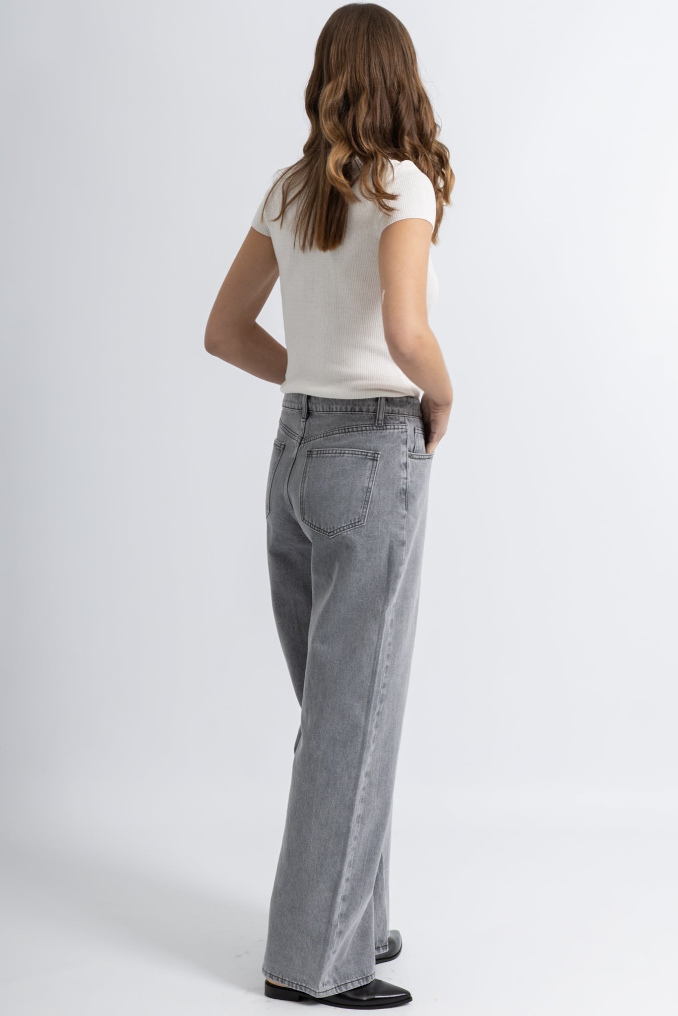 Jeans Wide Denim Gris