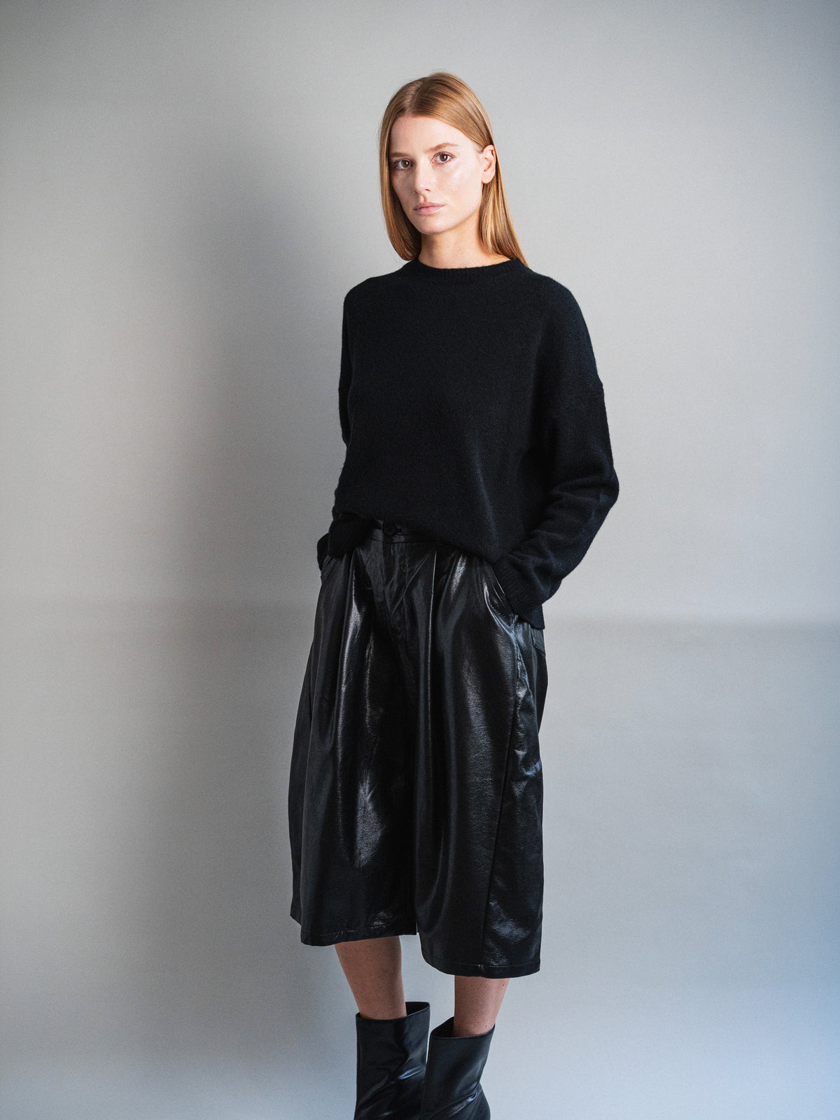 BERMUDA LONG FAÇON CUIR