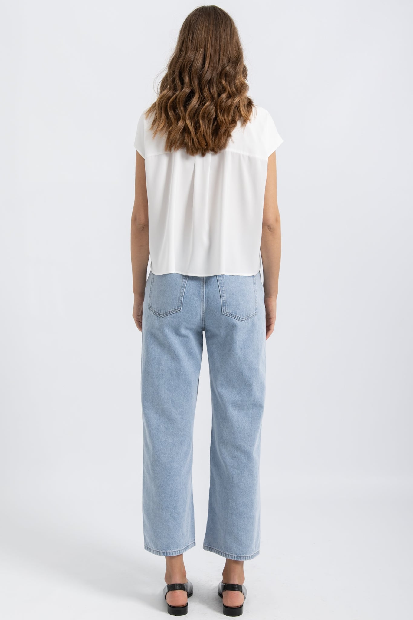 Jeans Wide Cropped Denim Clair