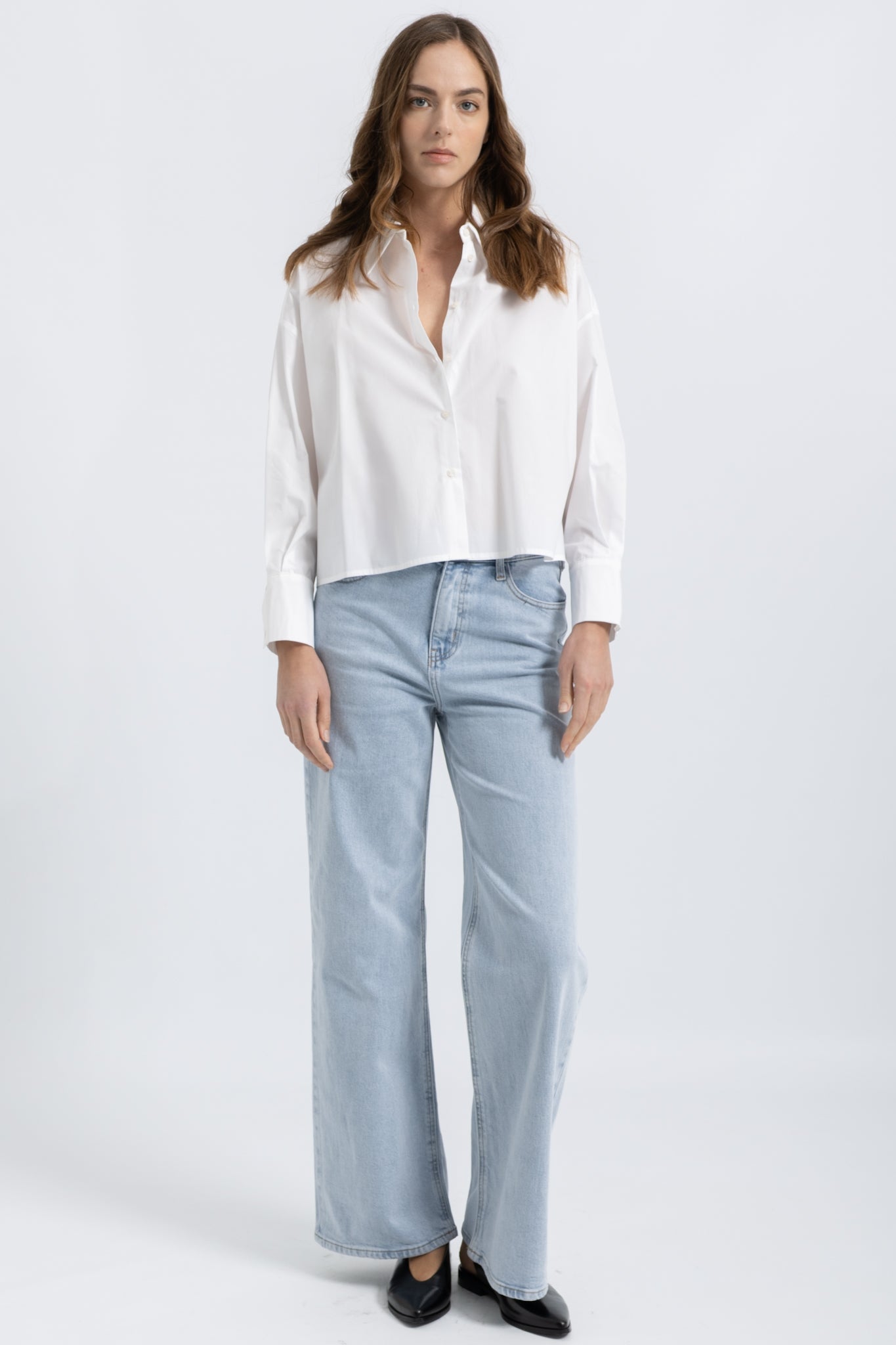 Chemise Cropped Oversize Coton Jena