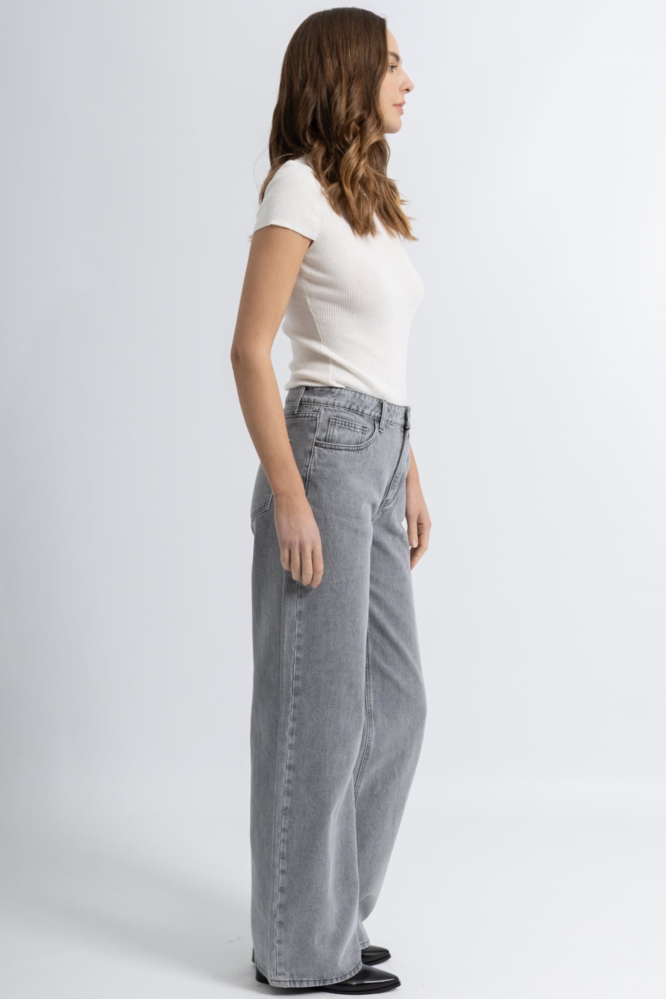 Jeans Wide Denim Gris